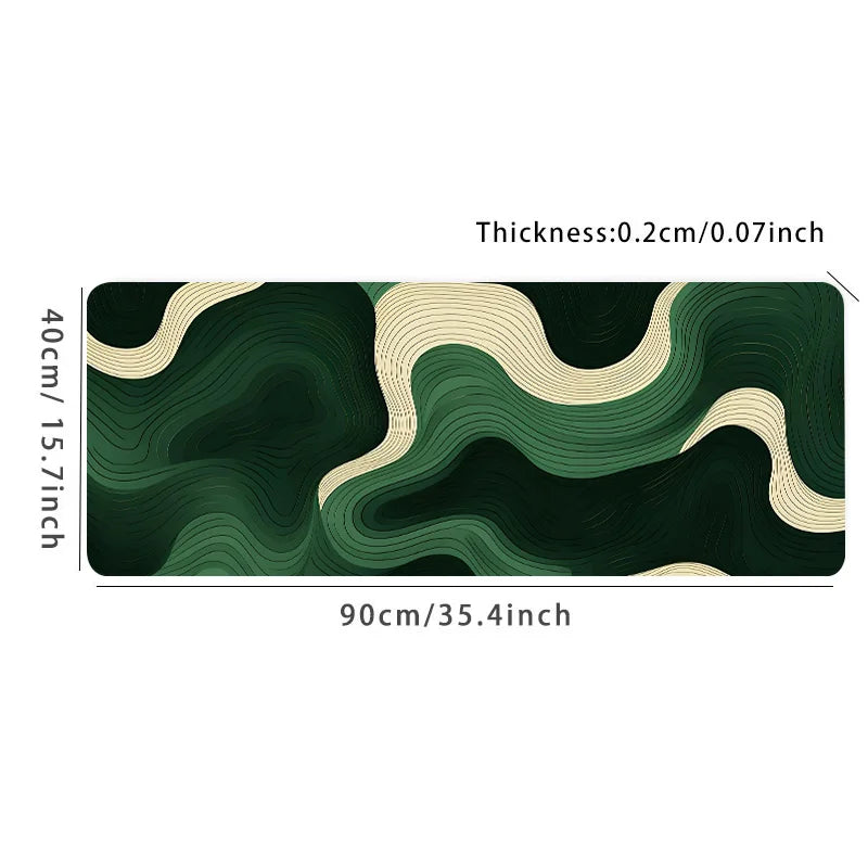 Green and Beige Abstract Mouse Pad Large Desk Pad,Natural Rubber,Anti-Slip Office Desk Mat,Perfect Gift for Teens