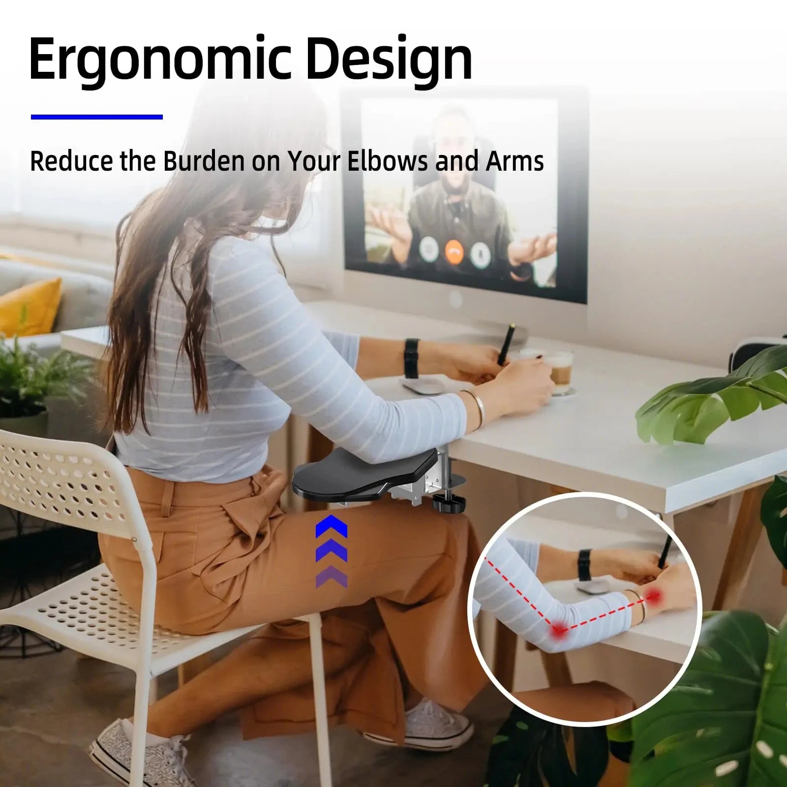 1pc Adjustable Ergonomic Arm Rest - Foldable