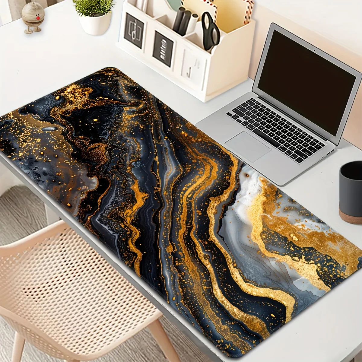 Golden Marble Large Mouse Pad