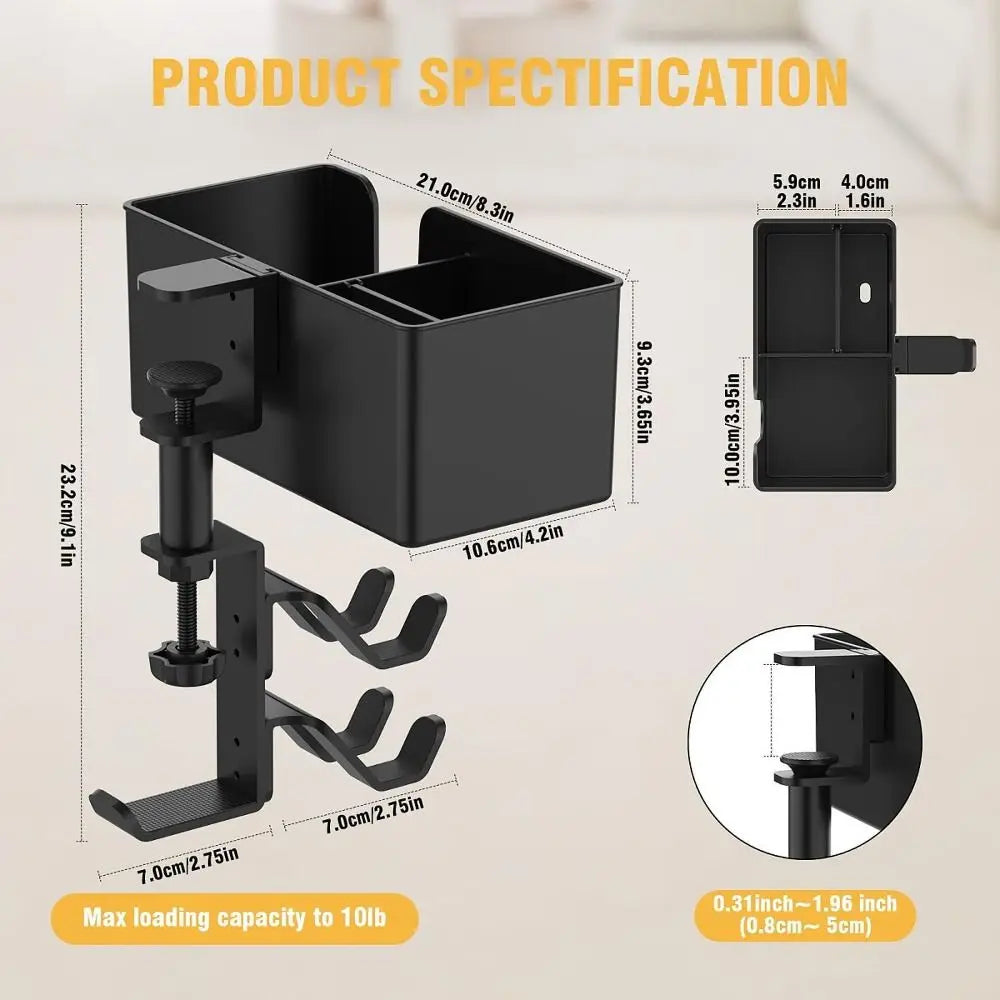 New 4-in-1 Tableside Storage Box Metal 360°
