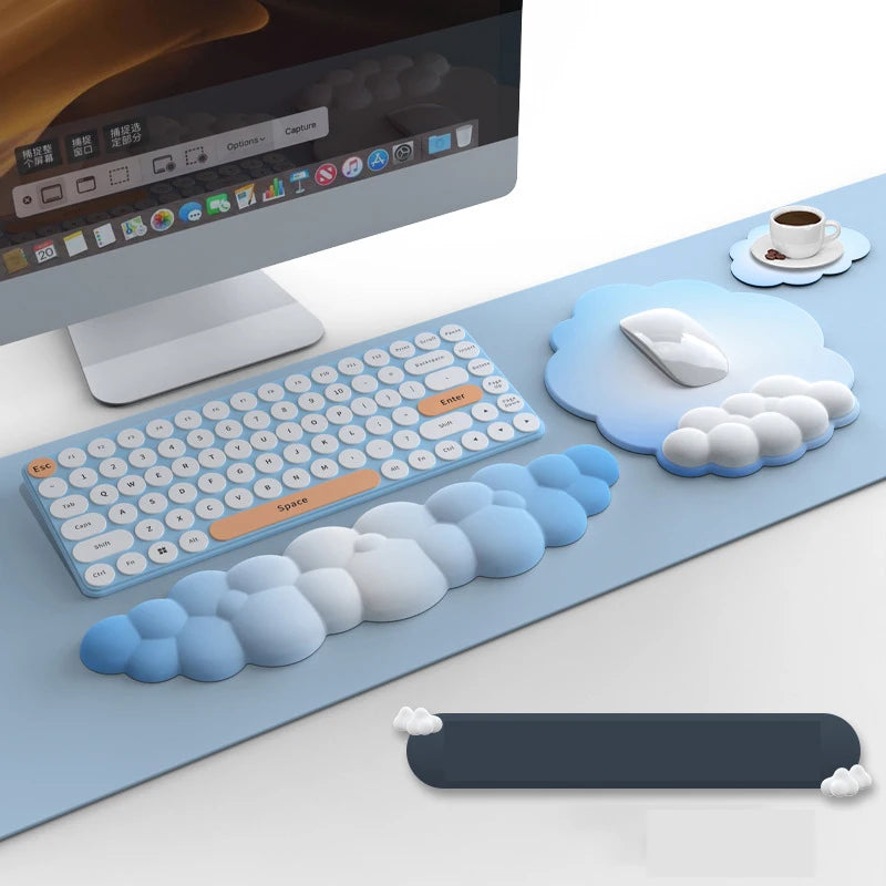 Cloud Mouse Pad Keyboard Wrist Rest Set