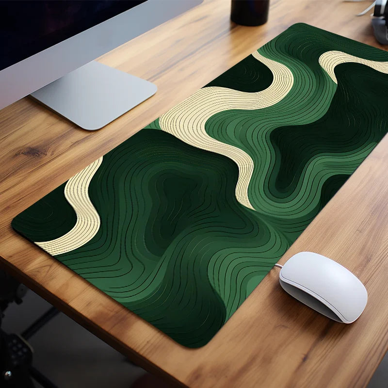 Green and Beige Abstract Mouse Pad Large Desk Pad,Natural Rubber,Anti-Slip Office Desk Mat,Perfect Gift for Teens