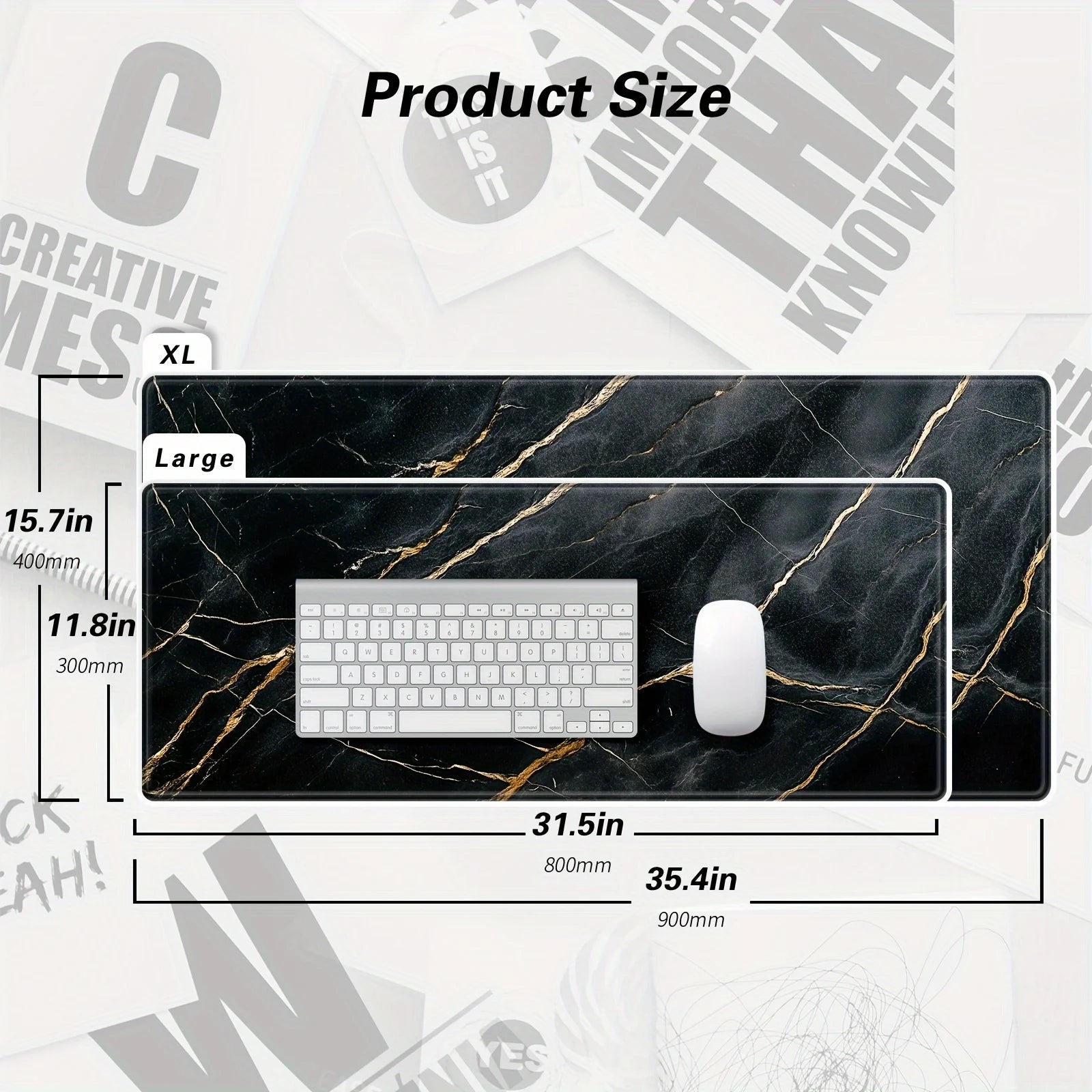 Black marble stripe Desk Mat Modern Abstract