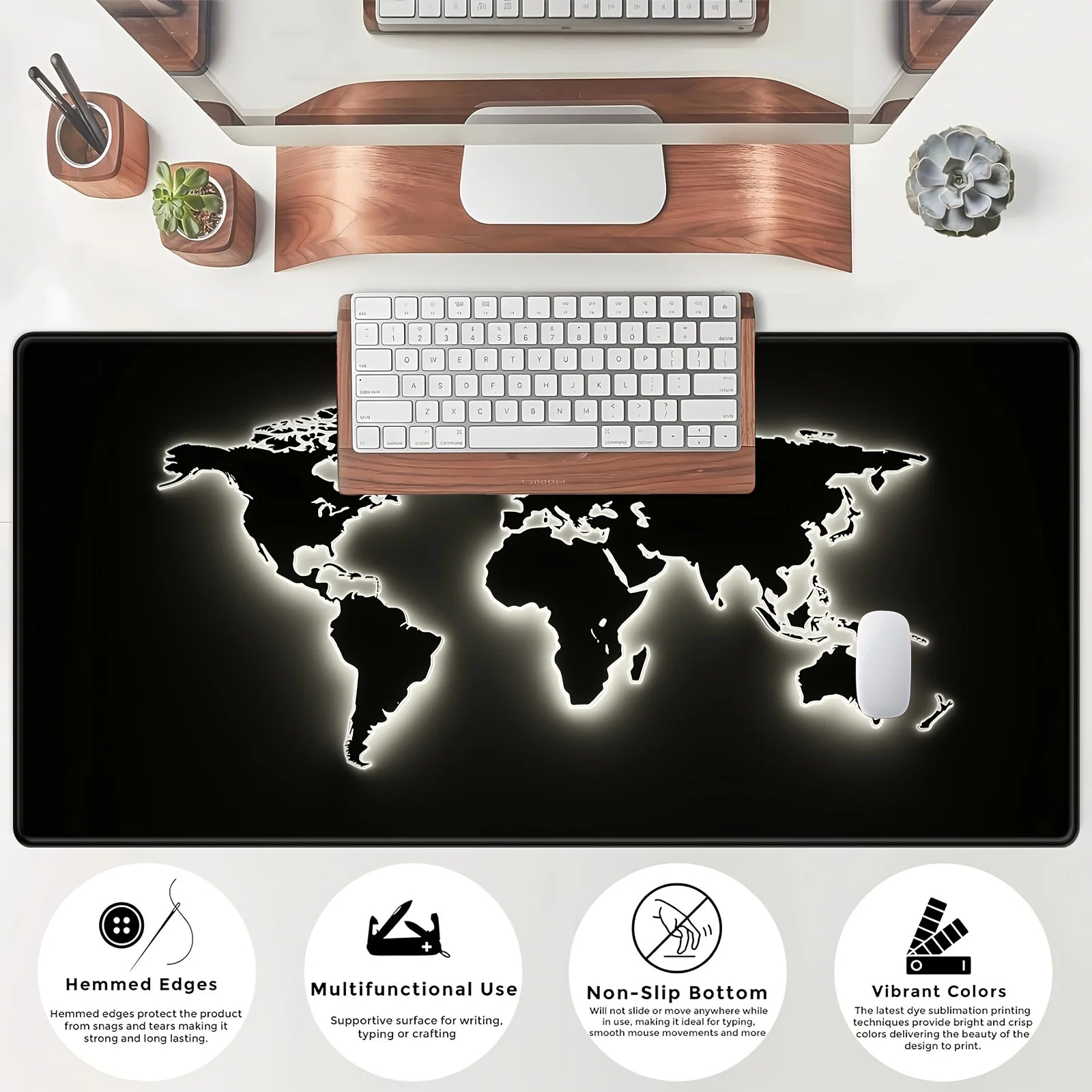 Large Retro Black World Map