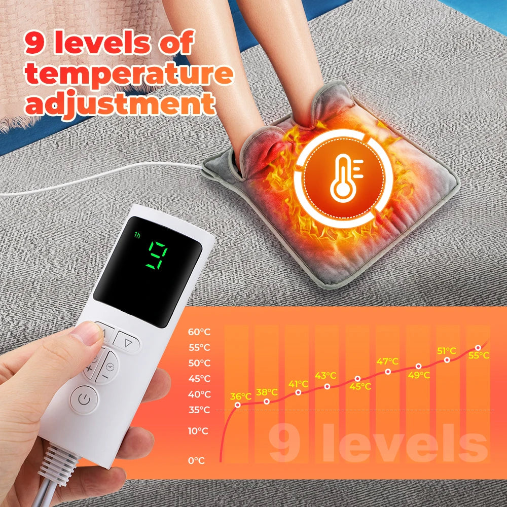 Electric Heating Foot Warmer 9 Level Heated Foot Warming Device for Cold Winter