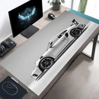 White Sports car Mouse Pad