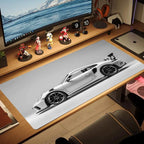 White Sports car Mouse Pad