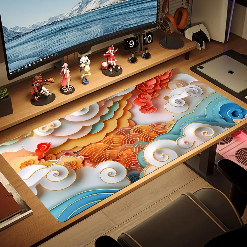 Colorful auspicious cloud mural