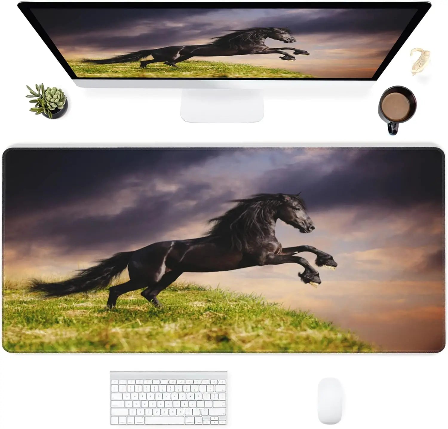 Desk Mat Pattern Black Extended