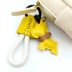 Leather Lanyard Keychain Creative Method Fighting Dog Puppies Custom Text Logo Animal Bag Pendant High-end Car Keyring Gift