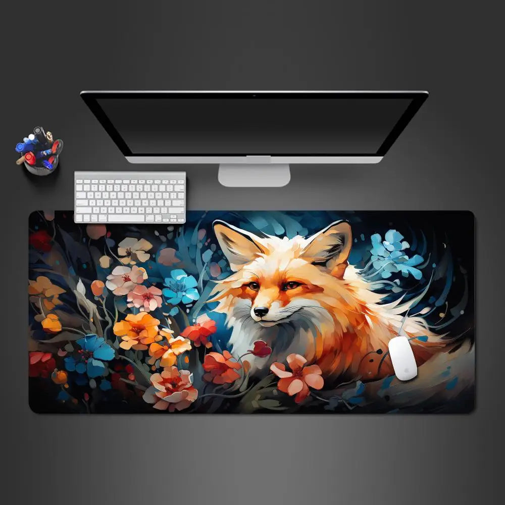 Flowers fox Mouse Pad Large MousePad