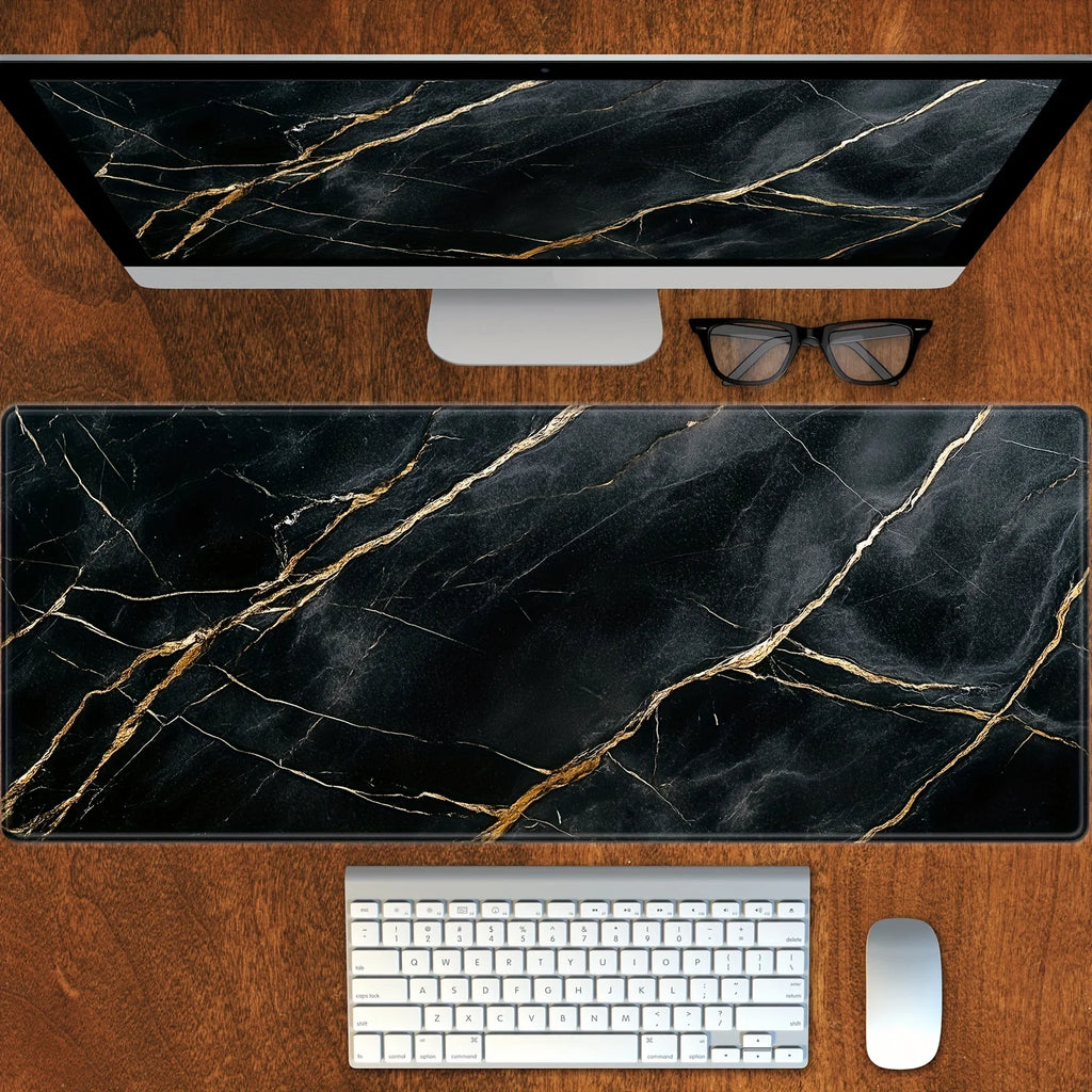 Black marble stripe Desk Mat Modern Abstract
