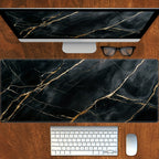 Black marble stripe Desk Mat Modern Abstract