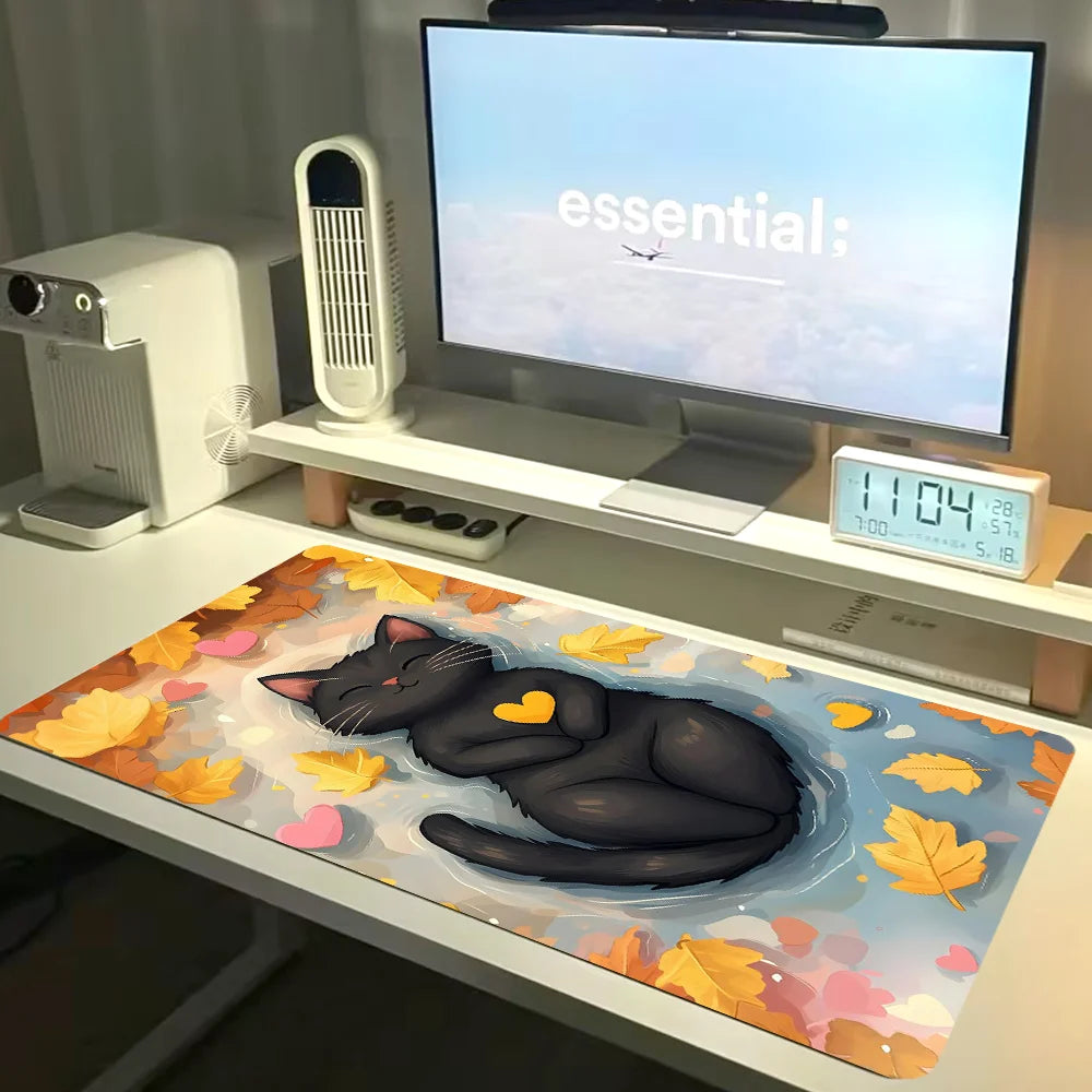 Cartoon Black Cat Art Desk