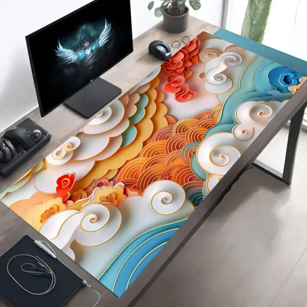 Colorful auspicious cloud mural