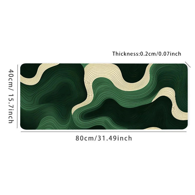 Green and Beige Abstract Mouse Pad Large Desk Pad,Natural Rubber,Anti-Slip Office Desk Mat,Perfect Gift for Teens