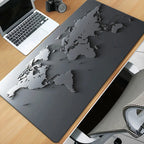 Grey World Map Desk Mat HD Multifunctional