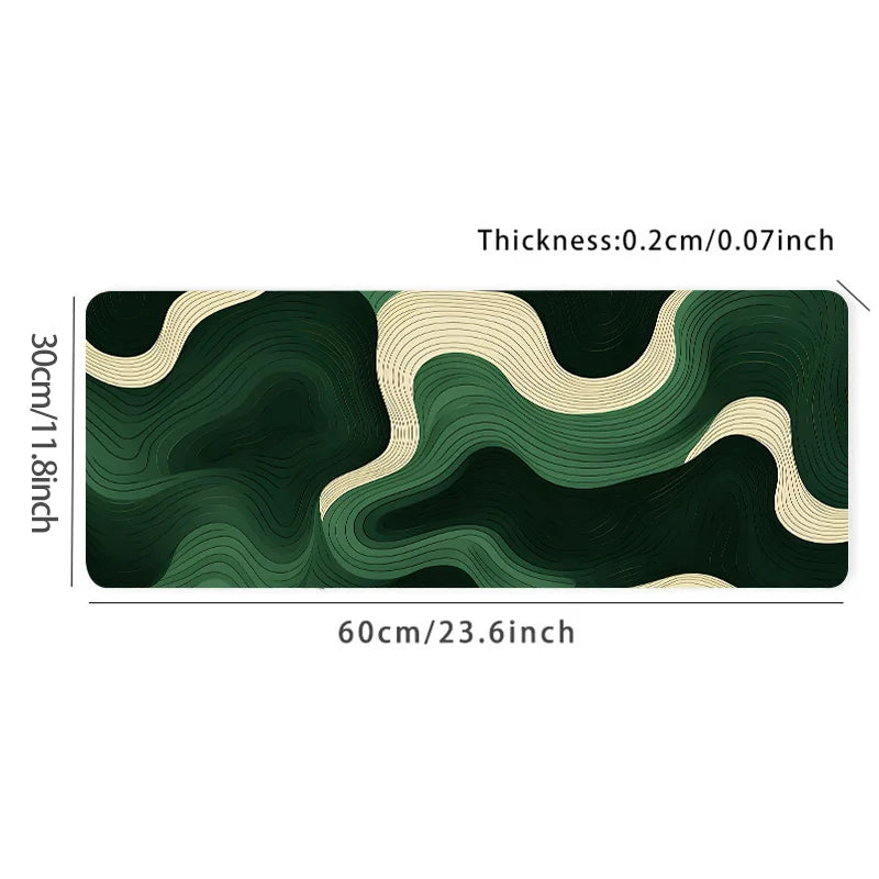 Green and Beige Abstract Mouse Pad Large Desk Pad,Natural Rubber,Anti-Slip Office Desk Mat,Perfect Gift for Teens