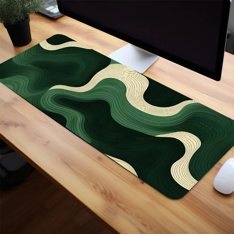 Green and Beige Abstract Mouse Pad Large Desk Pad,Natural Rubber,Anti-Slip Office Desk Mat,Perfect Gift for Teens