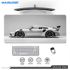 White Sports car Mouse Pad