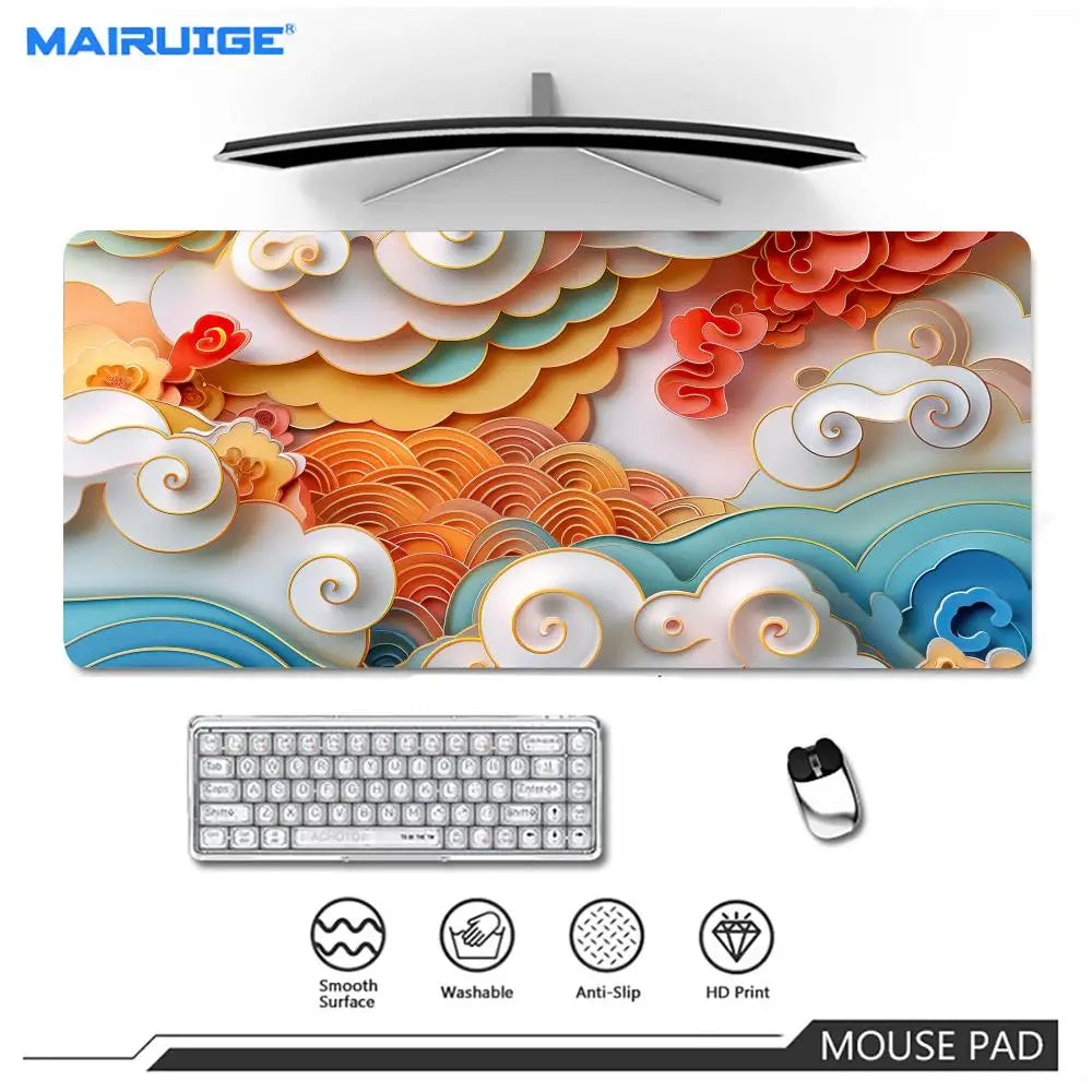 Colorful auspicious cloud mural