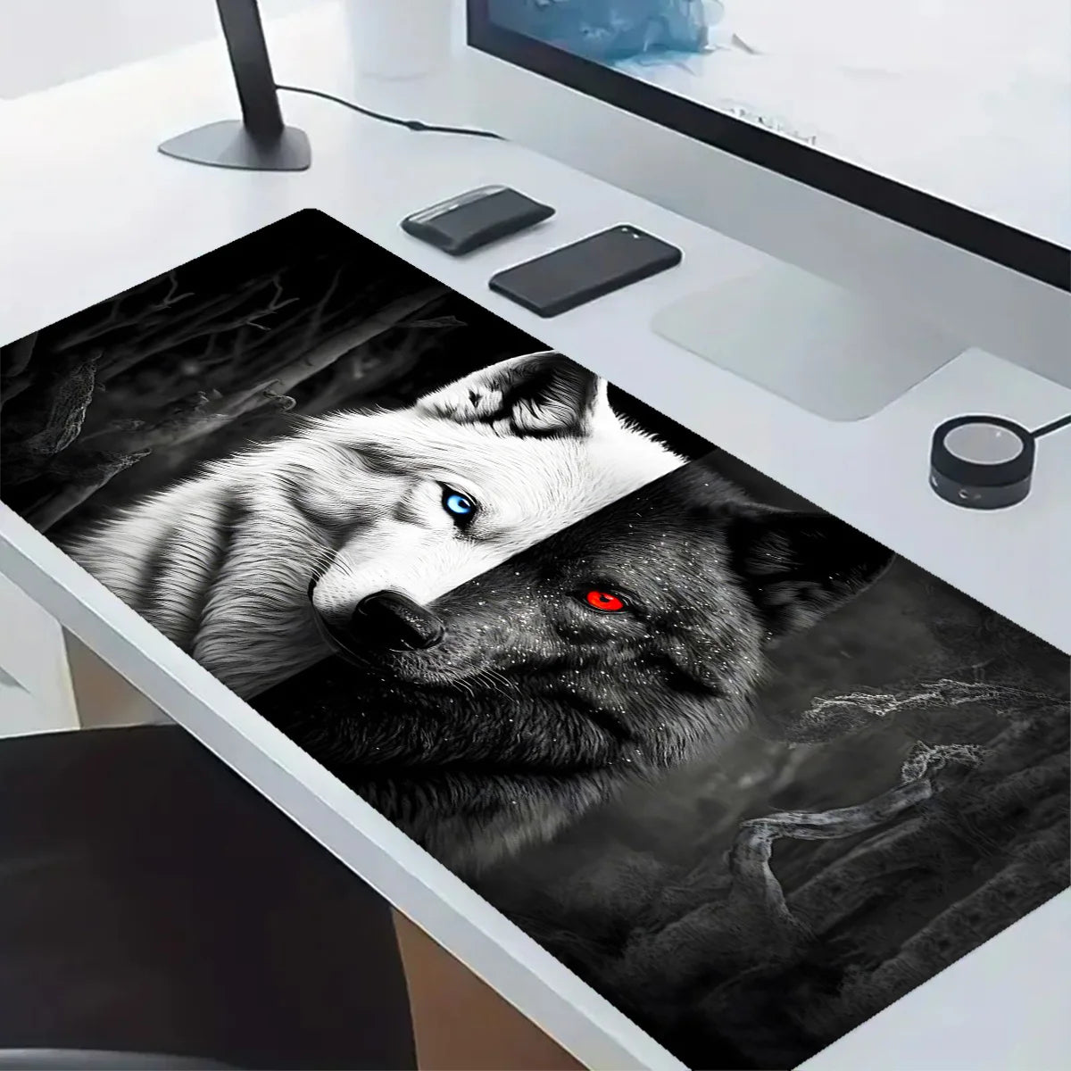 Mouse Pad Black and White Wolf King