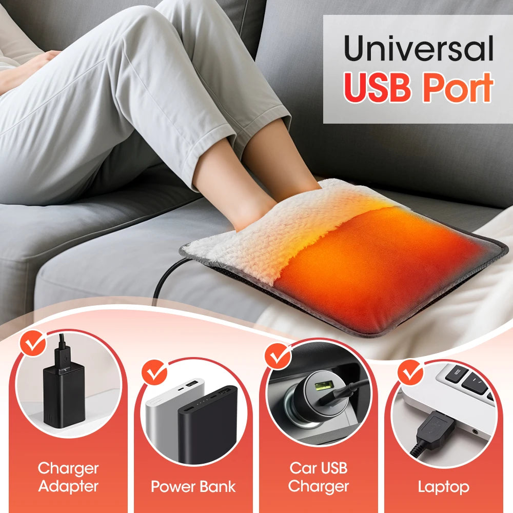 Winter Electric Foot Warmer USB Charging Soft Plush Washable