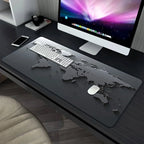 Grey World Map Desk Mat HD Multifunctional