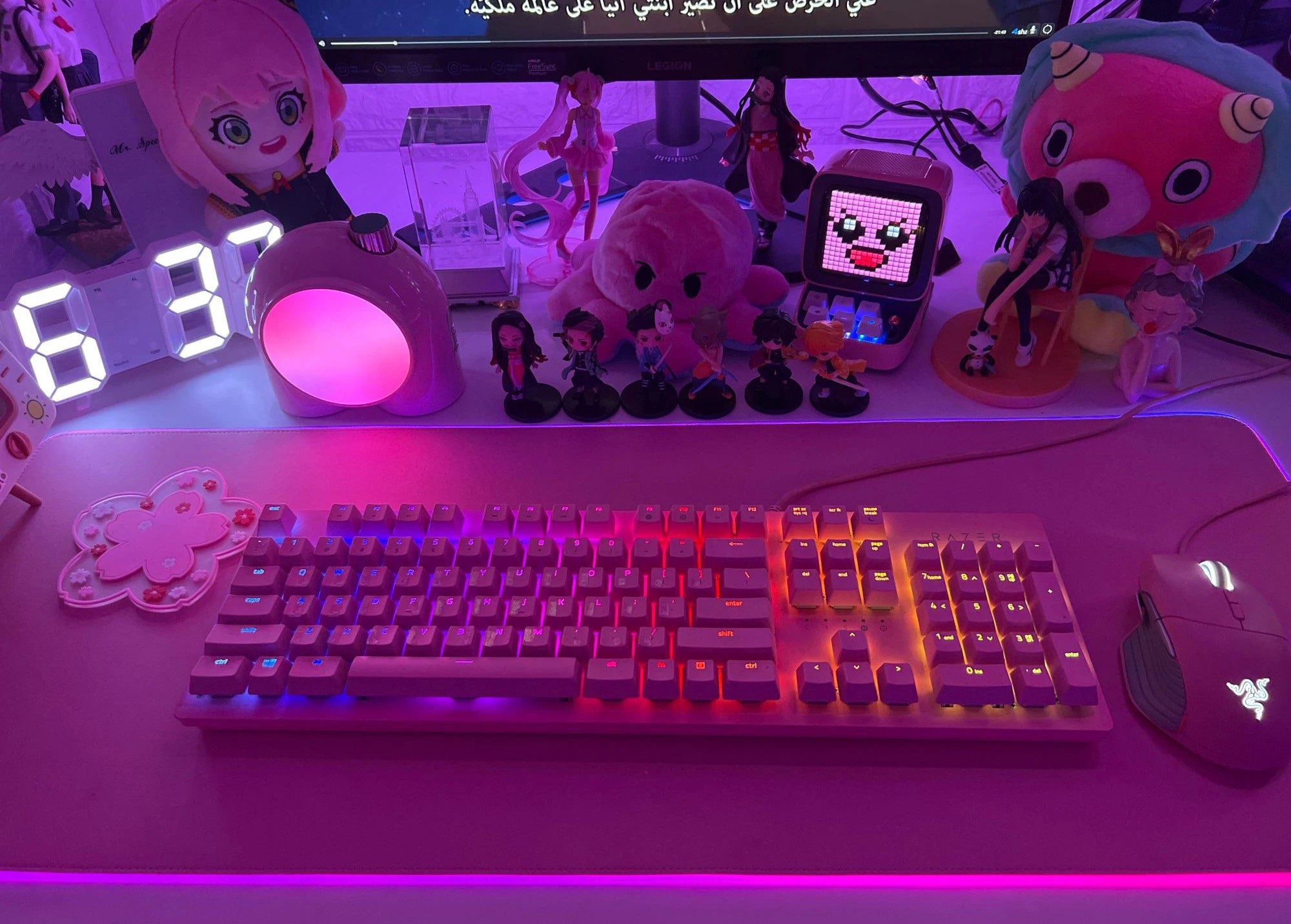 Pink Mousepad Rgb Monochrome Background Backlight LED