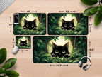 Cute Black Cat  Kawaii Peeking Through Leaves