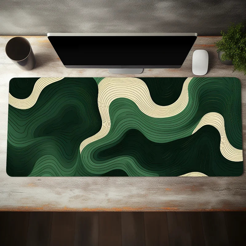 Green and Beige Abstract Mouse Pad Large Desk Pad,Natural Rubber,Anti-Slip Office Desk Mat,Perfect Gift for Teens