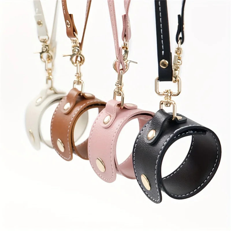 Vintage Leather Glove Holder Strap With Clasp Leather Towel Holder For Handbag