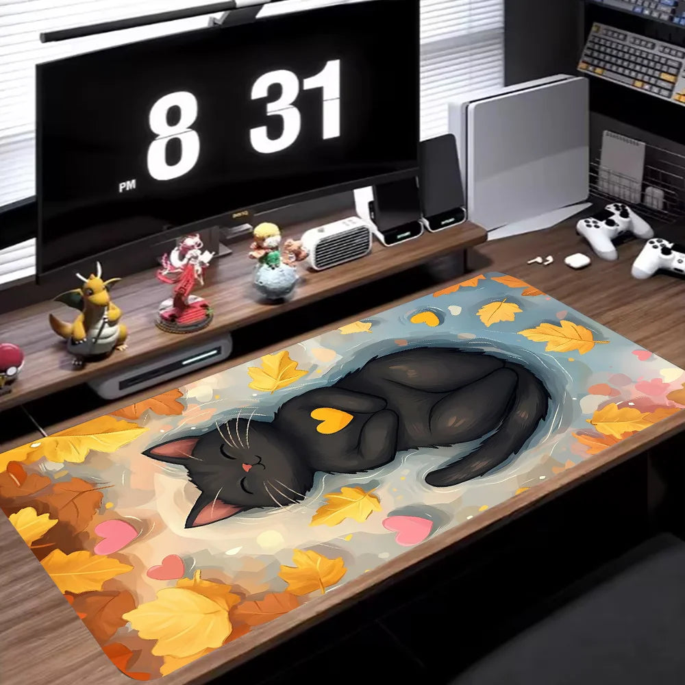 Cartoon Black Cat Art Desk