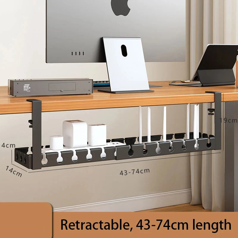 Under Desk Cable Management Tray,Extendable Sturdy Steel