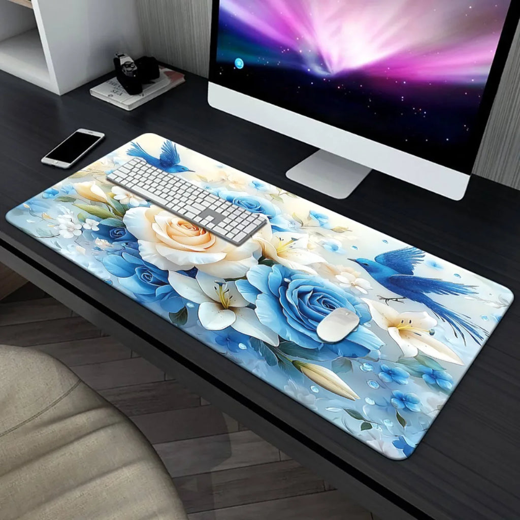 1pc Blue Floral & White Rose