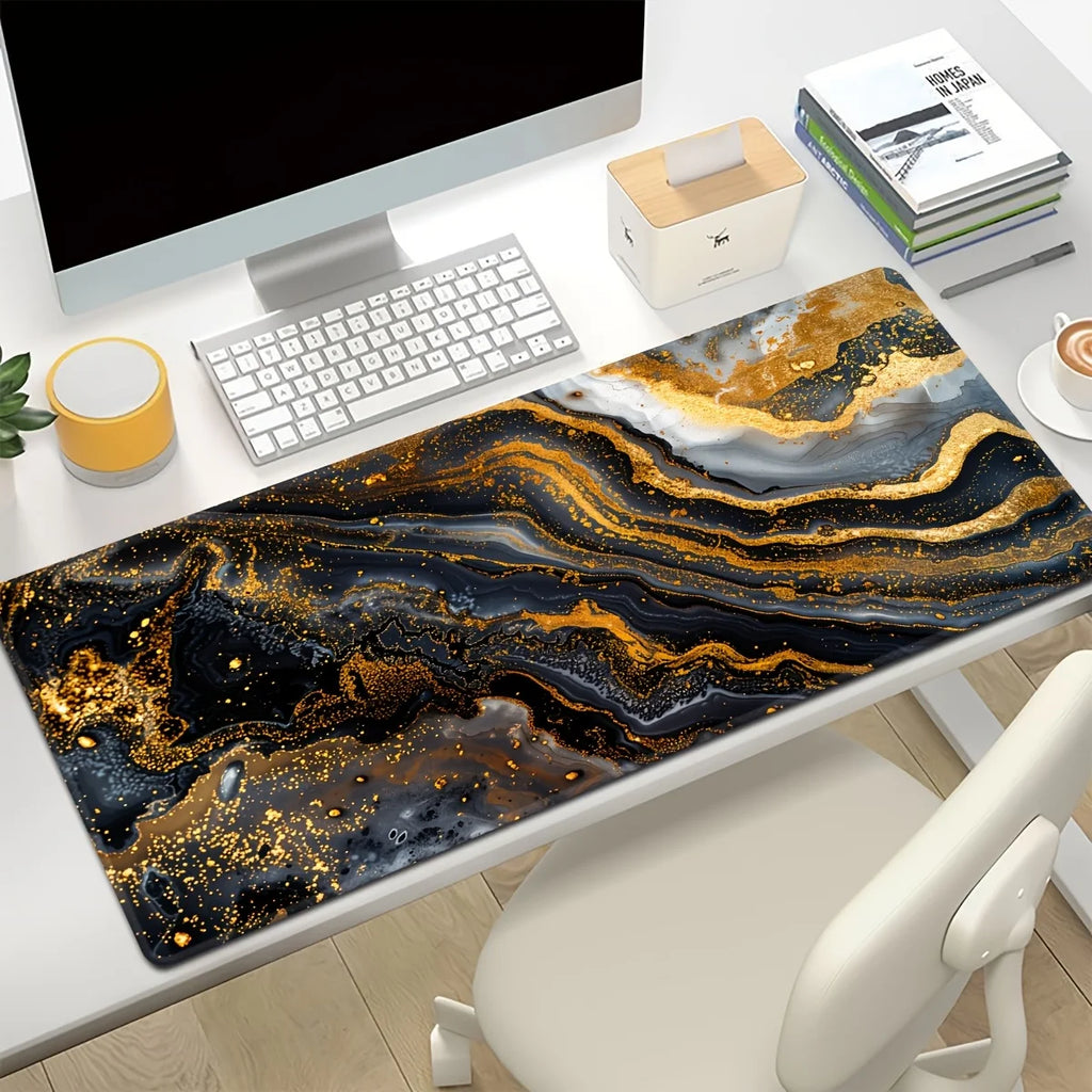 Golden Marble Large Mouse Pad