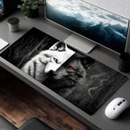 Mouse Pad Black and White Wolf King