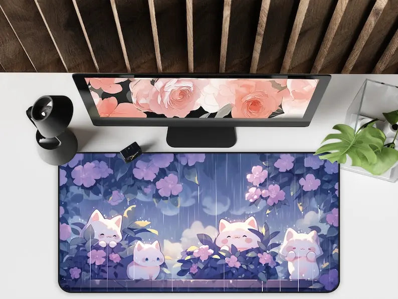 Kawaii Cats in the Rain