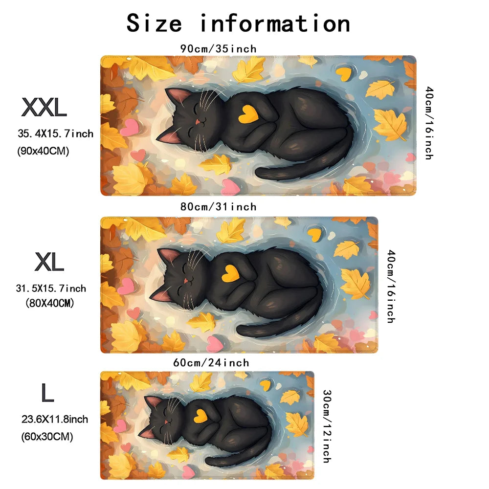 Cartoon Black Cat Art Desk