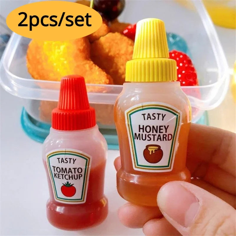 2Pcs/Set 25ML Mini Tomato Ketchup Bottle Portable Small