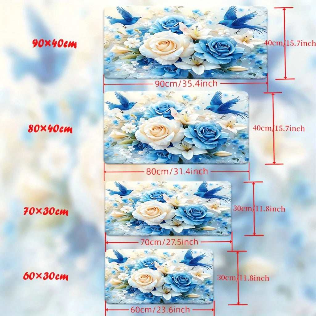 1pc Blue Floral & White Rose