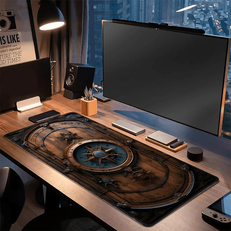 Vintage Steampunk Compass Design Mouse Pad