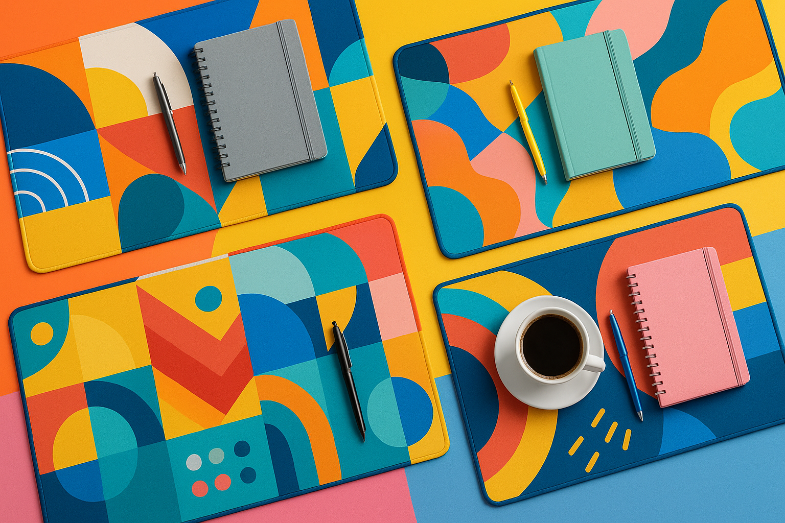 Bannière tapis de bureau colorés