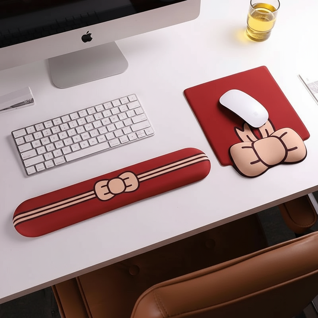 Tapis de souris rouge avec personnage